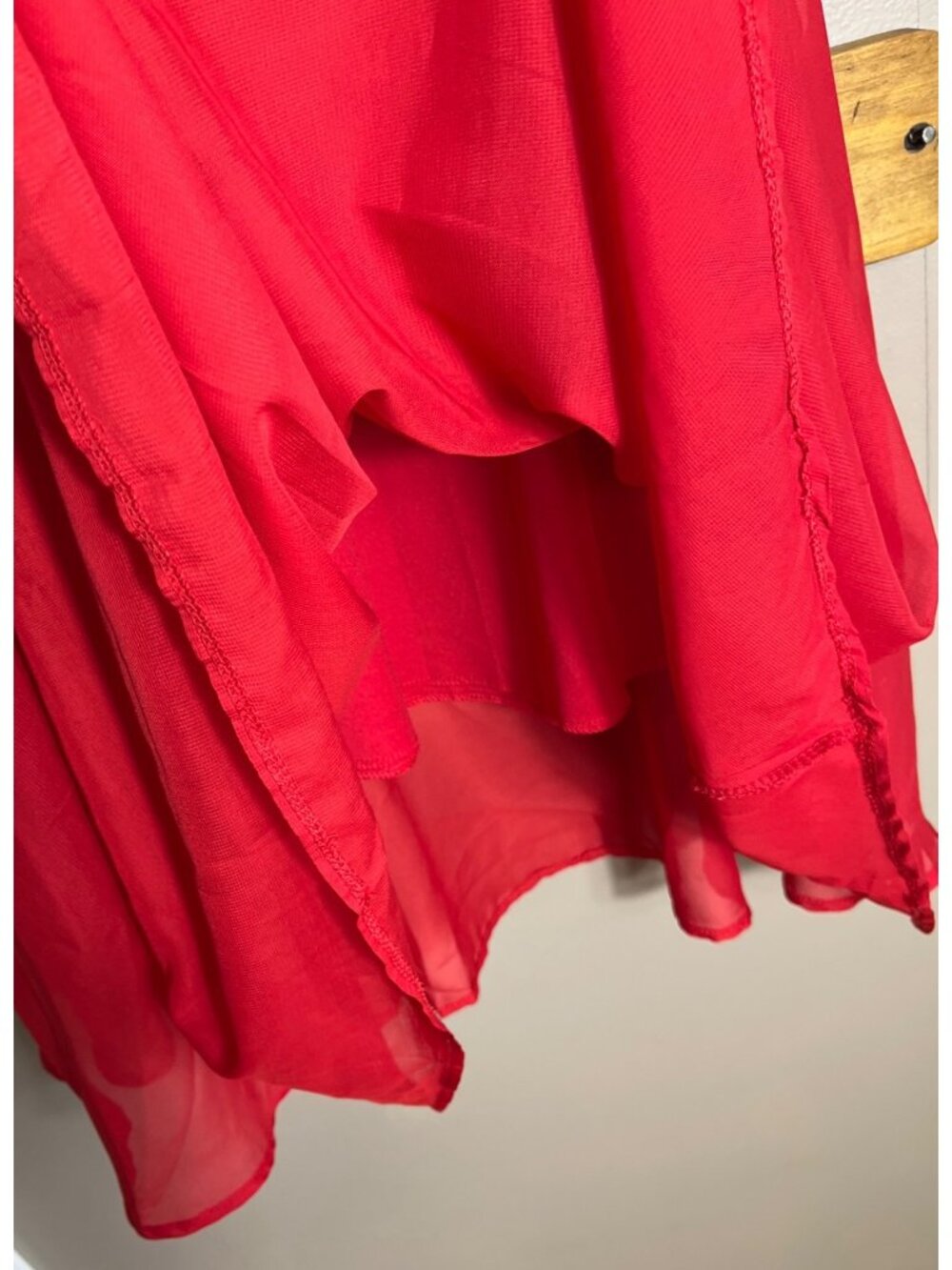 Afibi Red Chiffon Skirt Full Maxi Ethereal Festival Fairy Twee Boho Coquette S - Picture 9 of 9